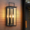 Rennnsan Kelvine 19"H Hardwired 2-Light Rectangle Glass Industrial Dimmable Outdoor Wall Sconce in Black - 2 of 4