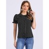 INSPIRE CHIC Women's Elegant Puff Sleeve Polka Dots Peter Pan Collar Vintage Shirt Top - 3 of 4