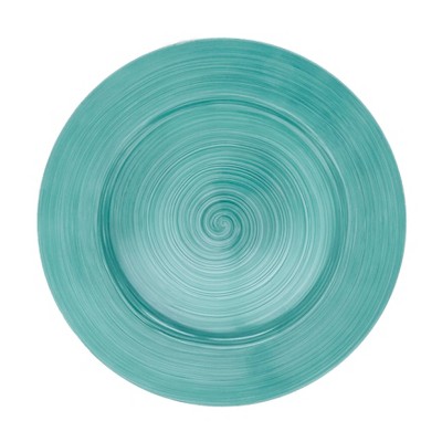 Saro Lifestyle Polished Ceramic Look Charger Plate (Set of 4), 13", Blue