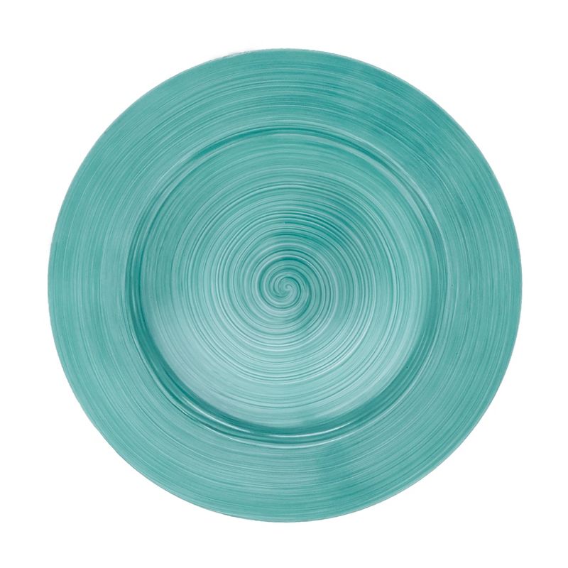 Saro Lifestyle Polished Ceramic Look Charger Plate (Set of 4), 13", Blue, 1 of 5