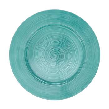 Saro Lifestyle Polished Ceramic Look Charger Plate (Set of 4), 13", Blue