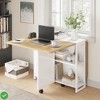 Natural Wood Folding Dining Table Drop Leaf Table for Small Spaces Versatile Collapsible Dinner Kitchen Office Table with 2 Storage Racks - 4 of 4