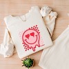 Simply Sage Market S.W.Smiley Valentine Smiley Checkered Lightweight Garment Dyed Sweatshirt - 3 of 4
