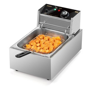 ROVSUN 11.4QT 2500W Electric Deep Fryer w/Basket & Lid, Countertop Kitchen Frying Machine, Temperature Adjustable Stainless Steel French Fryer - 1 of 4