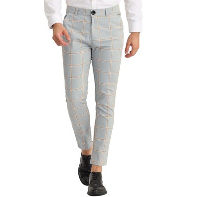 Lars Amadeus Men's Slim Fit Color Block Formal Dress Plaid Pants Checked Trousers