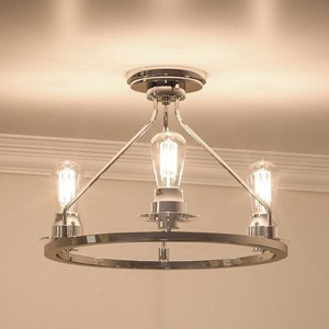 Urban Ambiance Luxury Luxe Industrial Ceiling Fixture,  15"H x 19-7/8"W,  Brushed Nickel Finish, UHP2240 - 1 of 4