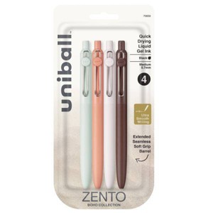 uniball Zento Liquid Gel Retractable Pens Medium Point 0.7mm 4pk Black Ink - 1 of 4