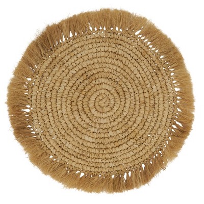 Saro Lifestyle Round Raffia Placemats (set Of 4), Natural, 15