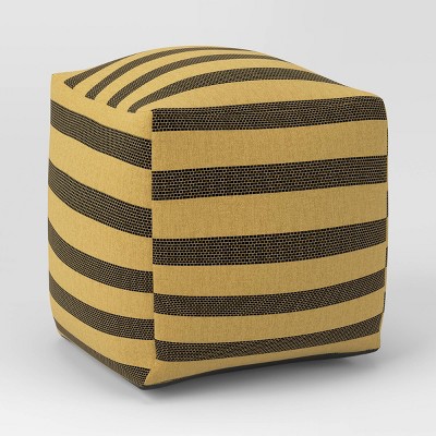 Striped Outdoor Patio Pouf Beige - Threshold™