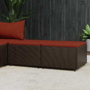 vidaXL Patio Footrests with Cushions 2 pcs Brown Poly Rattan - 1 of 4