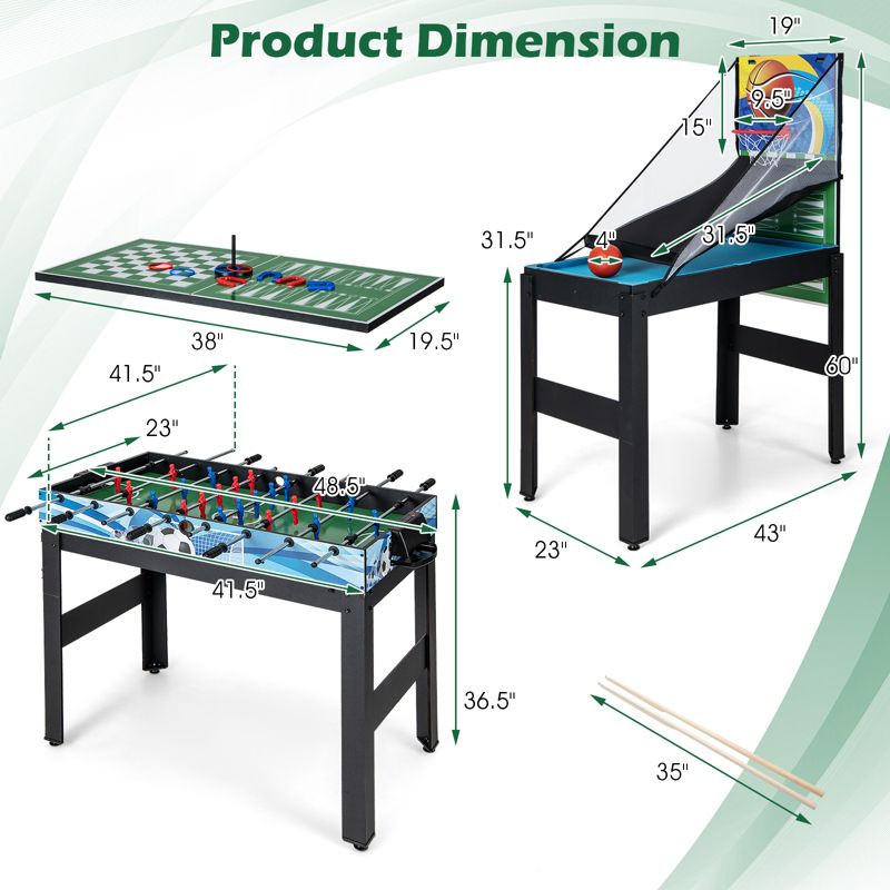 Costway 14-in-1 Combo Game Table Set with Foosball Air Hockey Ping Pong Chess Shuffleboard, 3 of 11