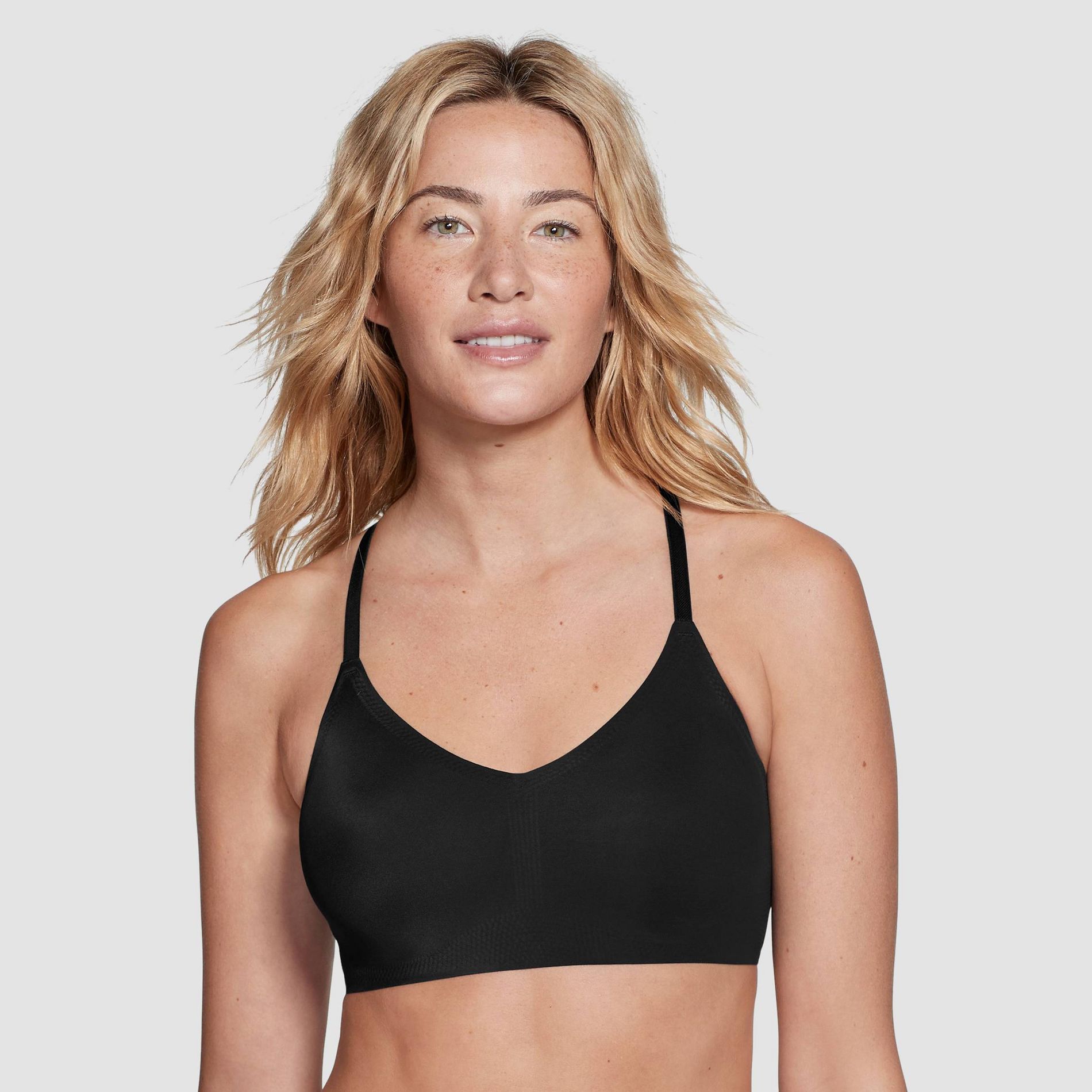 True & Co. Women's Everybody Lace Racerback Bralette - Black L: Wireless, Light Support, Adjustable Strap