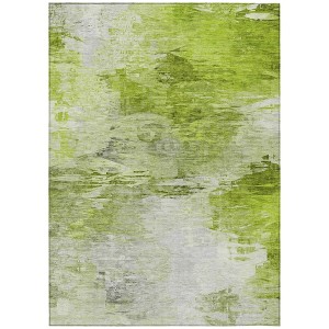 Artichoke Green And Lime Green Abstract Washable Indoor Outdoor Area Rug - 1 of 4