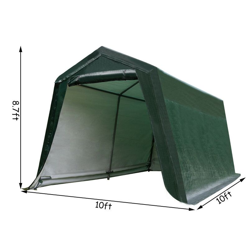 Costway 10'x10' Patio Tent Carport Storage Shelter Shed Car Canopy Heavy Duty Green, 3 of 11