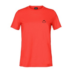 Dalix Smile Face Embroidered Soft Cotton Short Sleeve T Shirt Womens - 1 of 4