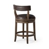 HomeRoots 26" Brown Faux Leather and Solid Wood Low Back Counter Height Swivel Bar Chair - 4 of 4