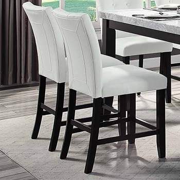 19" Hussein Dining Chair White PU & Black Finish - Acme Furniture