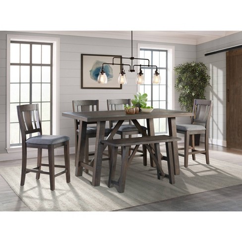 Grey counter height dining set with bench new arrivals