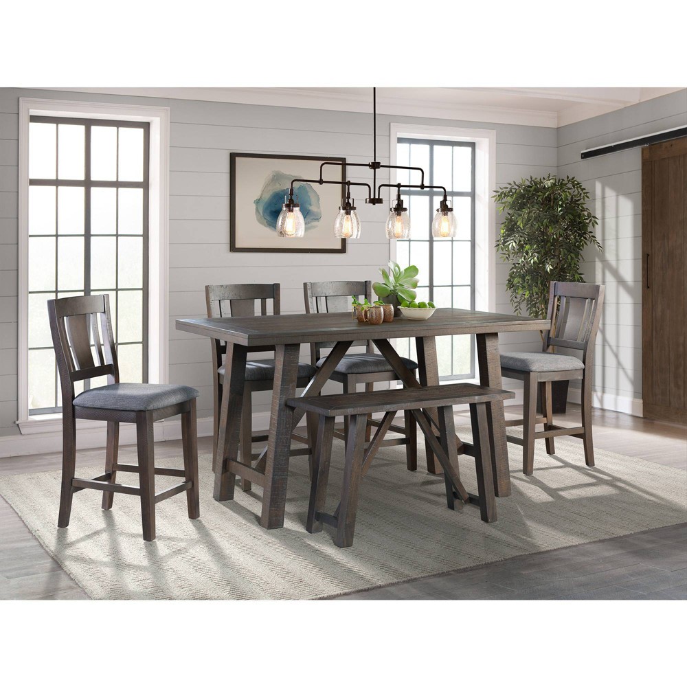 Photos - Dining Table 6pc Carter Counter Height Dining Set Table Graphite Gray - Picket House Fu