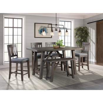 6pc Carter Counter Height Dining Set Table Graphite Gray - Picket House Furnishings