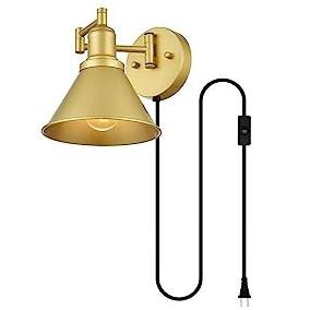 Chrome Swing Arm Wall Sconce with Metal Shade