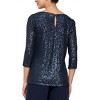 Women's Sequin 3/4 Sleeve Blouse with Side Slit Detail - Alex Evenings - 2 of 3