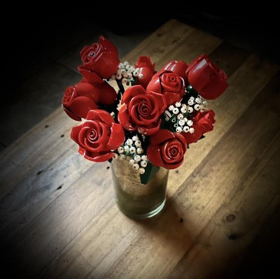 Valentines Red Lego Rose With Display Case - Laser Frame