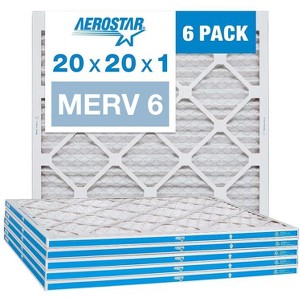 Aerostar 20x20x1 MERV 6 Pleated Air Filter, AC Furnace Air Filter, 12PK (Actual Size: 19 3/4" x 19 3/4" x 3/4") - 1 of 1