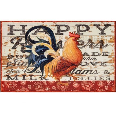 Olivia’s Home Happy Rooster Doormat – Indoor Decorative Mat, 22" x 32", Colorful Farmhouse Rooster Design for Kitchens & Entryways