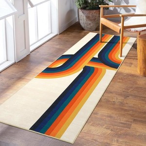 Water-Resistant Modern Area Rug, Low-Pile Non-Slip Soft Carpet for Bedroom, Dining Room, Home Office – Colorful Floral Design - 1 of 4