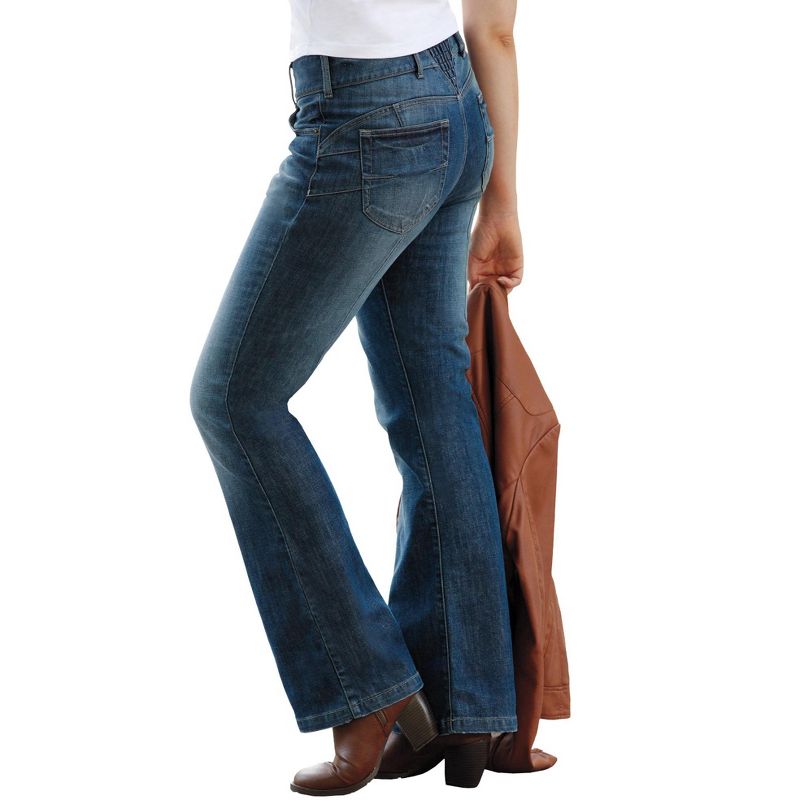 ellos Women's Plus Size Back Elastic Bootcut Jeans, 1 of 2