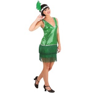 HalloweenCostumes.com Emerald Flapper Women's Costume Dress - 1 of 2