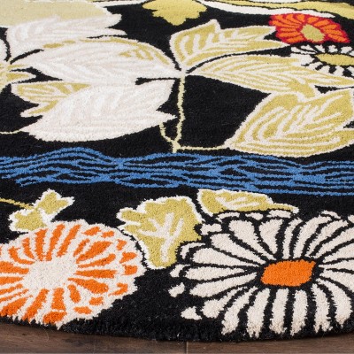 Bella BEL124 Hand Tufted Area Rug - Black/Multi - 5' round - Safavieh.