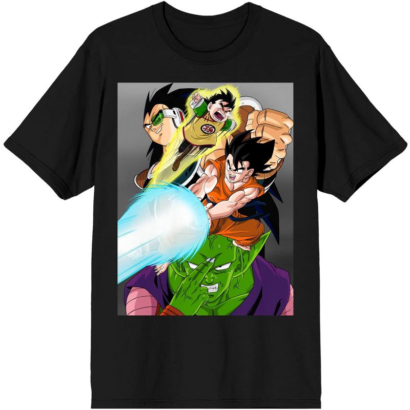 Men's Dragon Ball Z Anime Character Group Black Short Sleeve Graphic Tee, 1 of 4