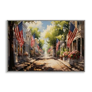 Stupell Industries American Flag Lined Street, Gray, 24" x 16" - 1 of 4
