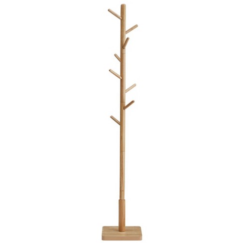 Vasagle Solid Wood Coat Rack - Freestanding Hall Tree - Natural Beige ...