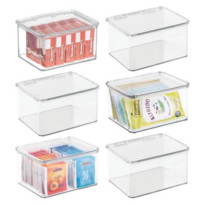 iDesign Stackable Hinged-Lid Pantry Storage Box - Set of 6 - Clear