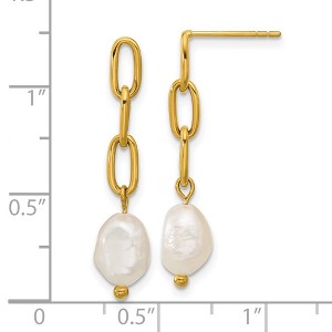Chisel Stainless Steel Yellow IP-plated Open Chain with Freshwater Cultured Pearl Dangle Earrings - 1 of 4