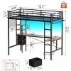 Hausource Twin Size Loft Bed with LED Light, L-Shaped Desk, 2 Drawers & Shelf, Charging Station - 3 of 4