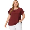 Agnes Orinda Women's Plus Size Elegant Pleated Petal Short Sleeve Office Work Blouses - 3 of 4