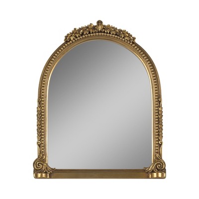 Sagebrook Home Vintage Mirror with Ornate Resin Frame - Arched Decorative Accent for Home, Office, Bedroom, or Living Room  - 12" Gold