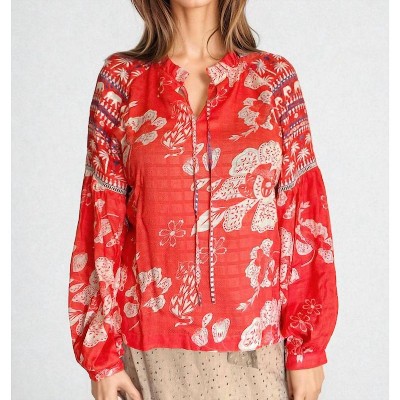 Women's EMMA Coral Batik Print Blouse - EMILY LOVELOCK