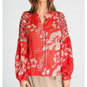 Women's EMMA Coral Batik Print Blouse - EMILY LOVELOCK - 1 of 3