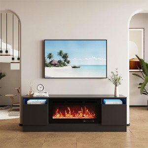 Modern TV Stand for TVs Up to 75'', 70" Wooden Entertainment Center with Storage, Compatible with 36" Electric Fireplace (Fireplace Not Included) - 1 of 4
