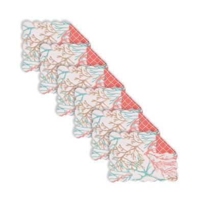 Seafoam Coral Cotton Rectangular Placemats Set of 6