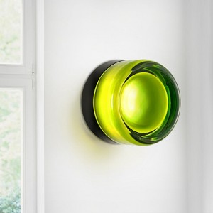 Rennnsan Velden 5" W Hardwired Round Green Glass Modern LED Dimmable Wall Sconce in Black - 1 of 4
