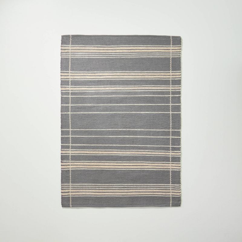 Wool Blend Variegated Stripe Area Rug Dark Gray - Hearth & Hand™ with Magnolia, 1 of 8
