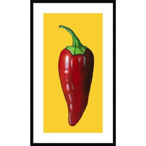 24" x 41" Chili Pepper by Sarah Thompsonengels Wood Framed Wall Art Print - Amanti Art: Modern Lithograph, Hardwood Frame, Wire Mount - 1 of 4