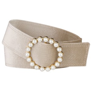 Elerevyo Women Faux Pearl Buckle Vintage Velvet Wide Cinch Belts Waistband for Dress 1 Pc - 1 of 4