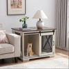 LAOTIES Dog Crate Furniture,Wooden Kennel End Table with Sliding Barn Door And Removable Divider - 2 of 4